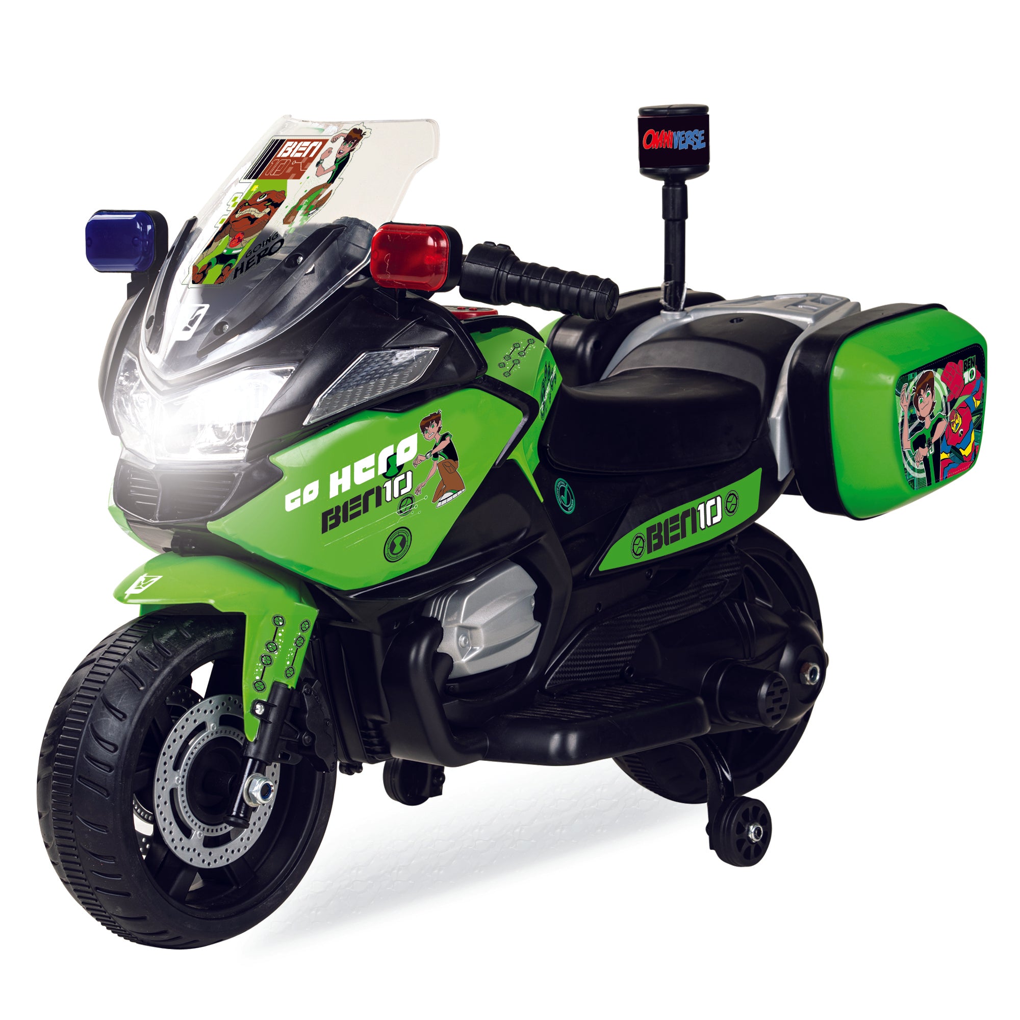 Leotoon Licensed Ben10 (2W) Kids Bike | 6V/5AH Battery | 6V/16000 RPM Motor | Foot Accelerator | USB/MP3 Interface | LED Light | English Rhymes & Music | BIS Certified | (Green) (3-5 Years)