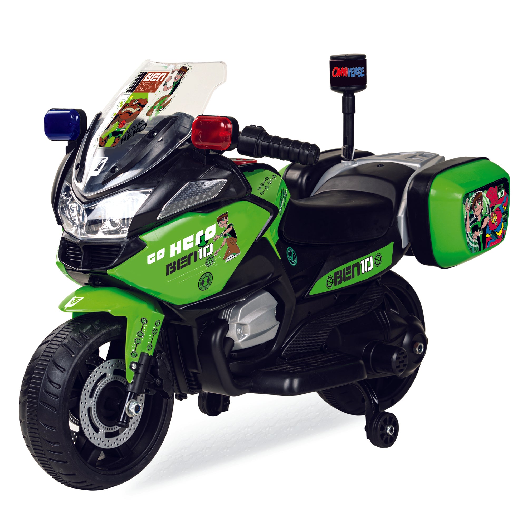 Leotoon Licensed Ben10 (2W) Kids Bike | 6V/5AH Battery | 6V/16000 RPM Motor | Foot Accelerator | USB/MP3 Interface | LED Light | English Rhymes & Music | BIS Certified | (Green) (3-5 Years)