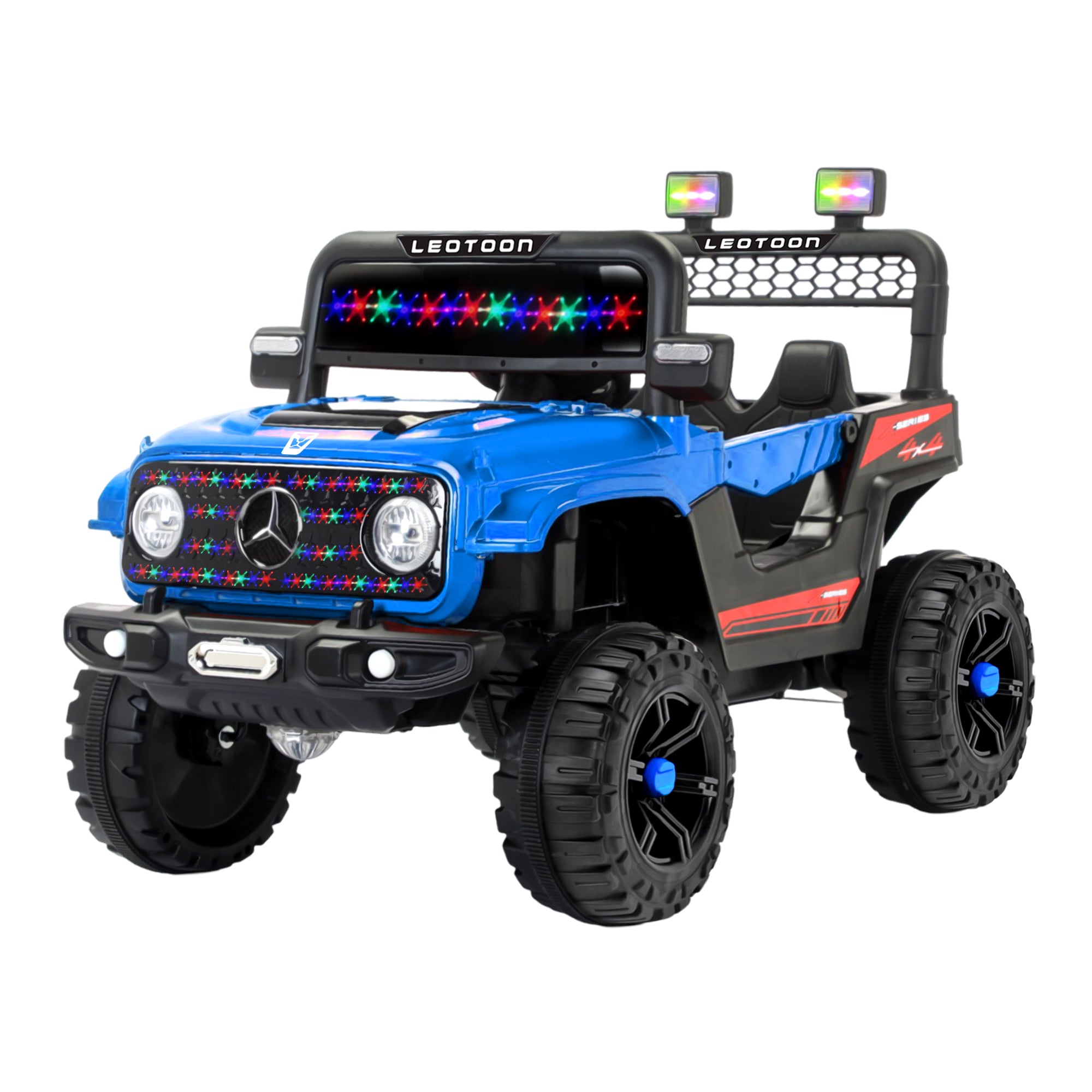 Leotoon Dirt Seeker SUV | 2B 6V/5AH | 2M 12V/16000 RPM | 2.4 GHz Remote | USB/MP3 | LED Windshield | Rocking Function | Dual Tone Lights | Bluetooth | BIS Certified | (Metallic Blue) (3-8 Years)