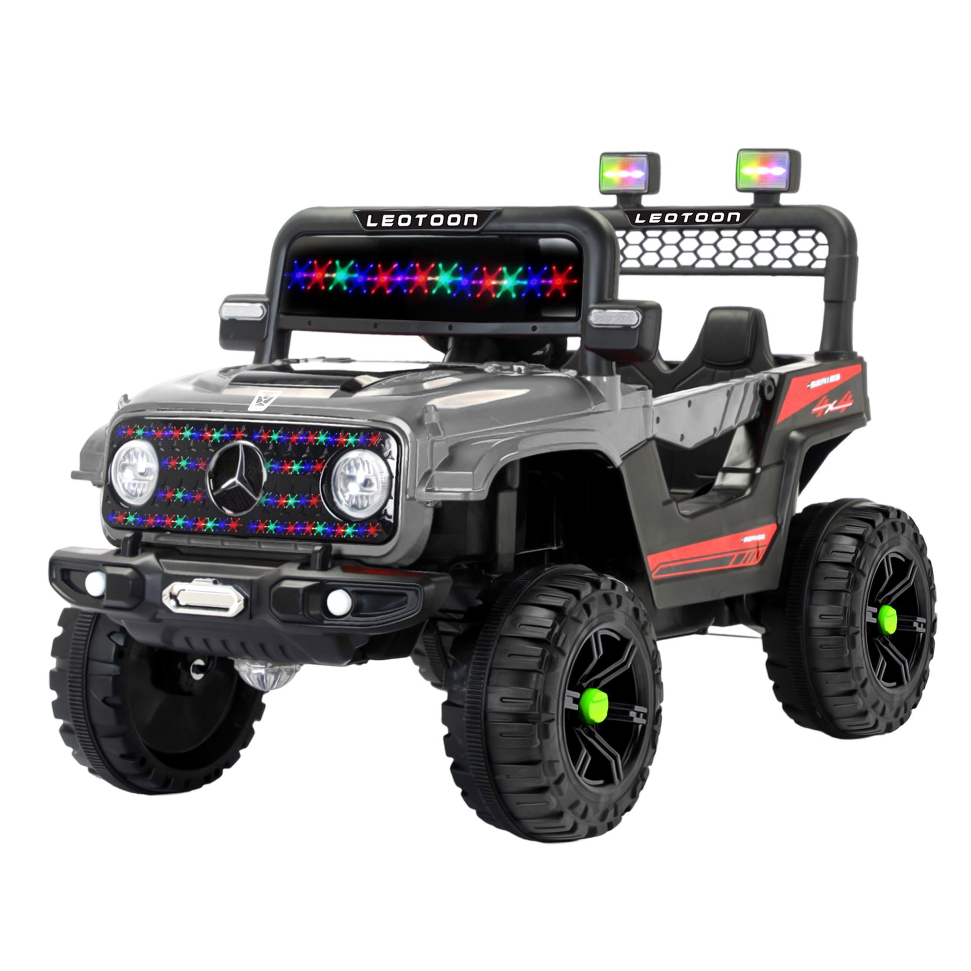 Leotoon Dirt Seeker SUV | 2B 6V/5AH | 2M 12V/16000 RPM | 2.4 GHz Remote | USB/MP3 | LED Windshield | Rocking Function | Dual Tone Lights | Bluetooth | BIS Certified | (Metallic Grey) (3-8 Years)
