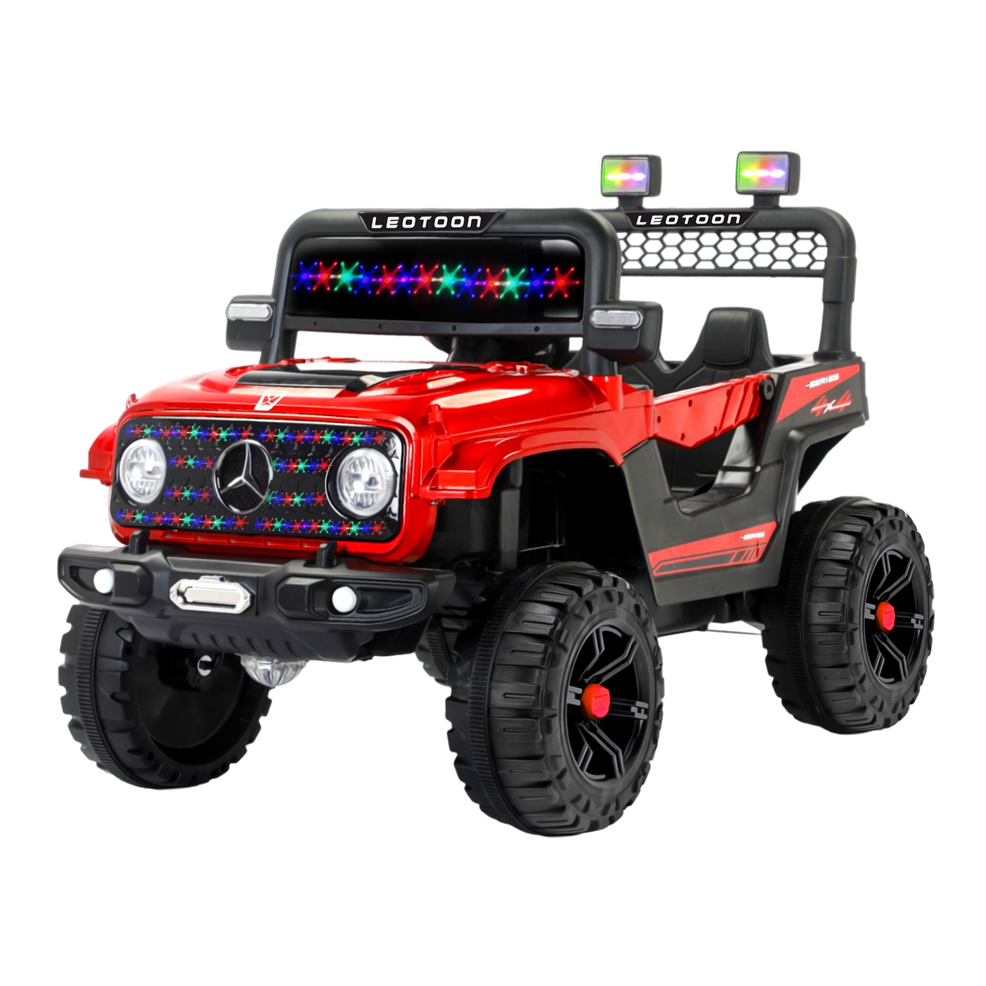Leotoon Dirt Seeker SUV | 2B 6V/5AH | 2M 12V/16000 RPM | 2.4 GHz Remote | USB/MP3 | LED Windshield | Rocking Function | Dual Tone Lights | Bluetooth | BIS Certified | (Metallic Red) (3-8 Years)