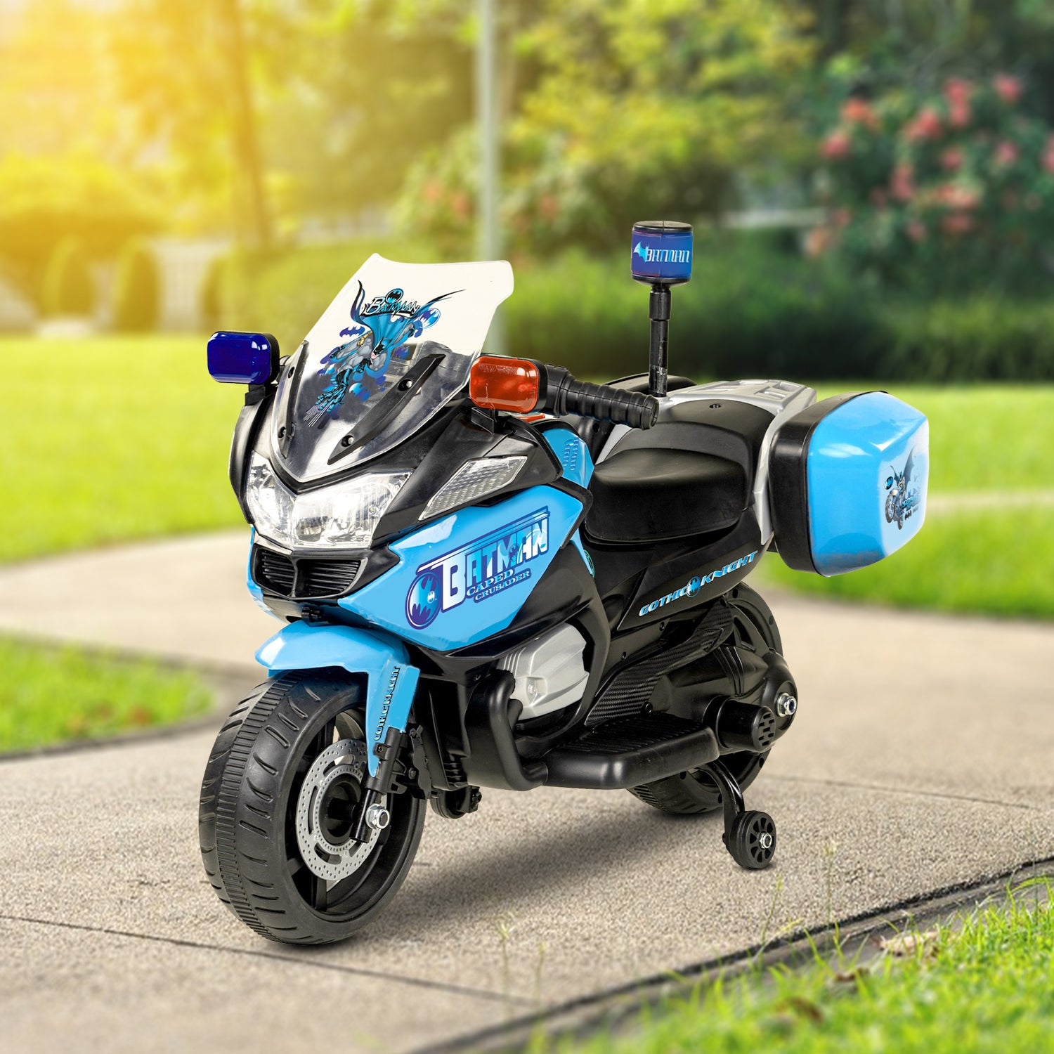 Leotoon Licensed Batman (2W) Kids Bike | 6V/5AH Battery | 6V/16000 RPM Motor | Foot Accelerator | USB/MP3 Interface | LED Light | English Rhymes & Music | BIS Certified | (Blue) (3-5 Years)