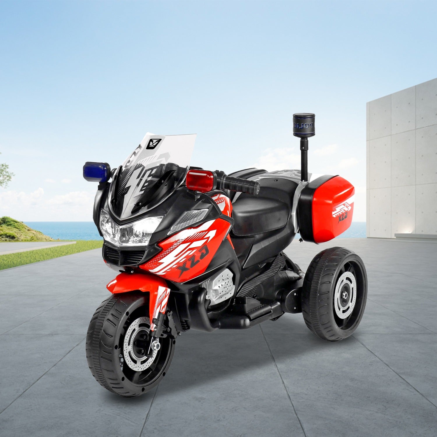 Leotoon GSX 3W Kids Bike | 6V/5AH Battery | 6V/16000 RPM Motor | Foot Accelerator | USB/MP3 Interface | Educational Rhymes | LED Light | English Music | BIS Certified | (Red) (3-5 Years)