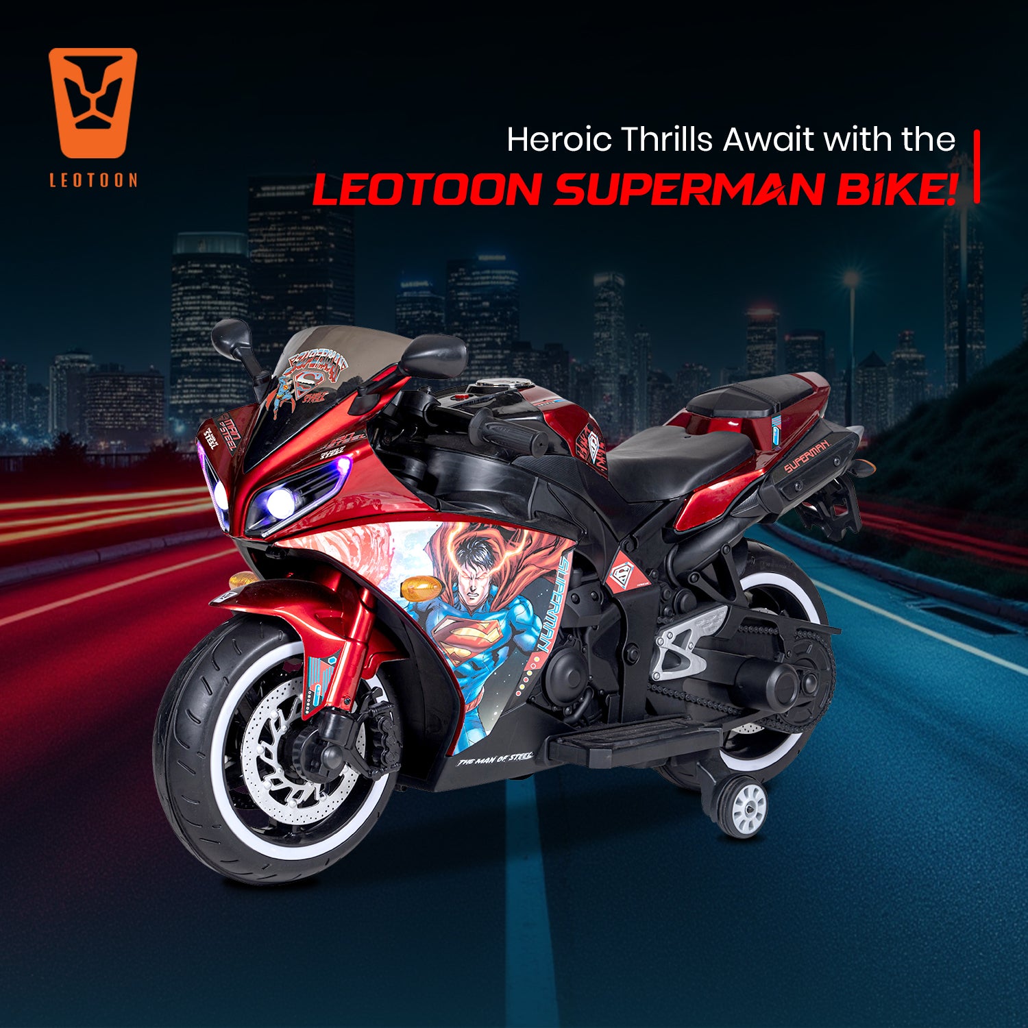 その他 HAPPY LESSON Leotoon Licensed Superman Bike | 12V/5AH Battery | 12V/15000 RPM