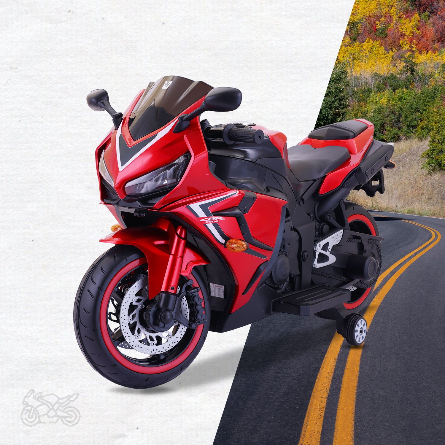Leotoon Velvortex Bike | 12V/5AH Battery | 12V/15000 RPM Motor | Hand Accelerator | USB/MP3 Interface | Educational Rhymes | LED Light | English Music | BIS Certified | (Metallic Red) (3-8 Years)