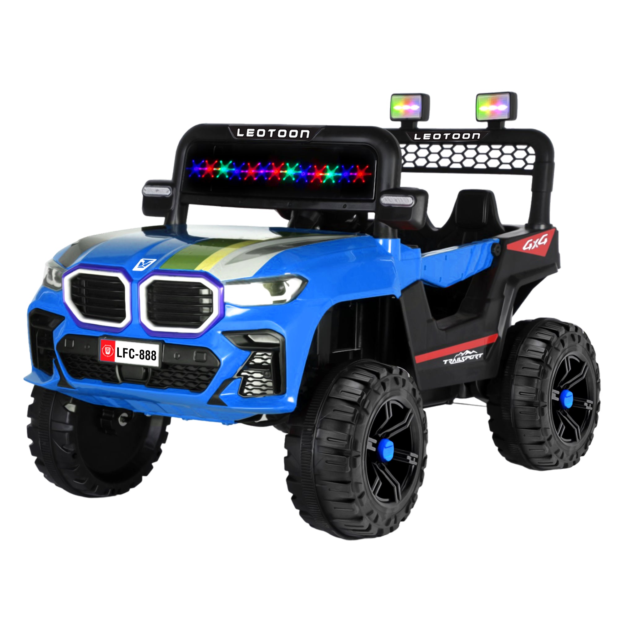 Leotoon Terra Rover SUV | 2B 6V/5AH | 2M 12V/15000 RPM | 2.4 GHz Remote | USB/MP3 | LED Windshield | Rocking Function | Dual Tone Lights | Bluetooth | BIS Certified | (Metallic Blue) (3-8 Years)