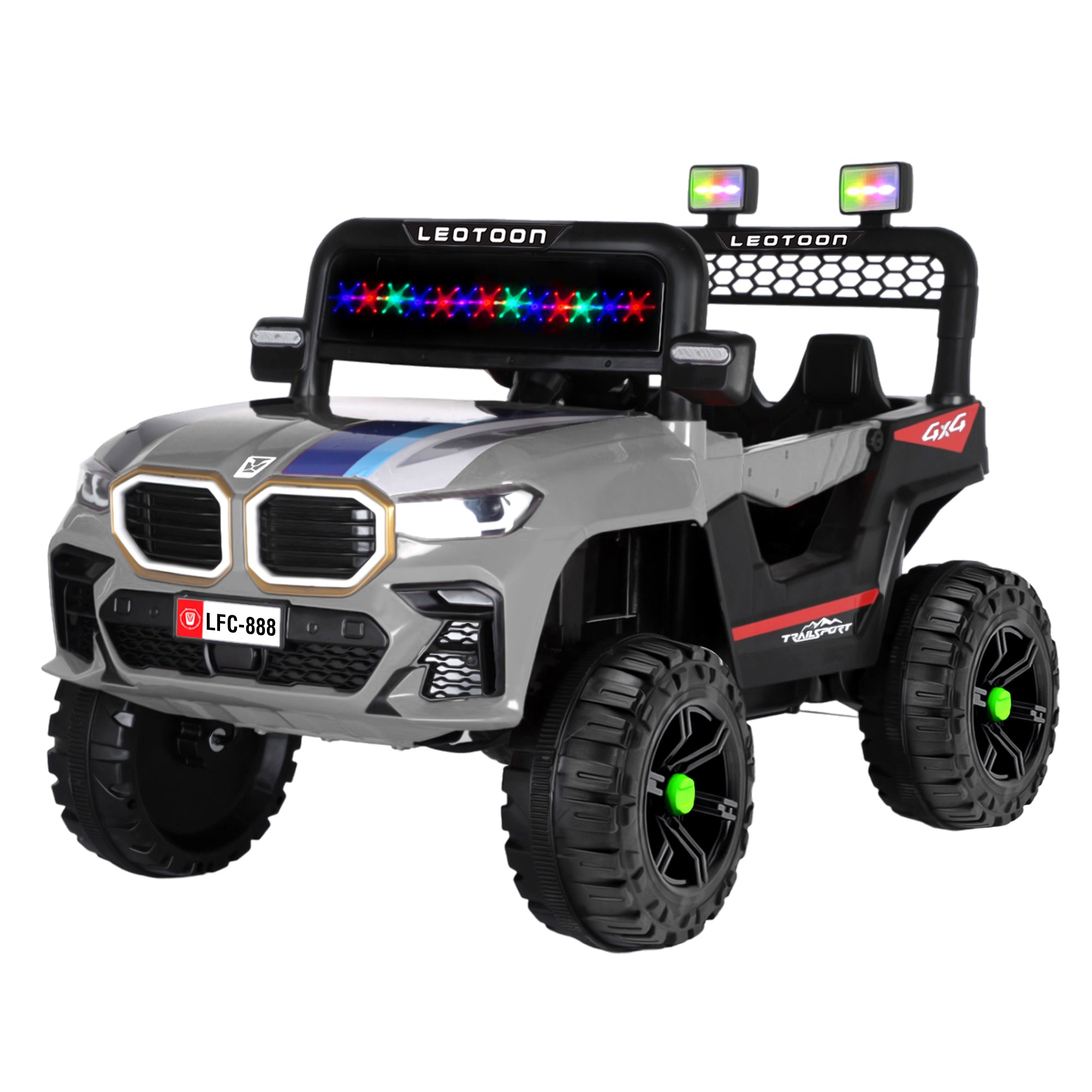 Leotoon Terra Rover SUV | 2B 6V/5AH | 2M 12V/15000 RPM | 2.4 GHz Remote | USB/MP3 | LED Windshield | Rocking Function | Dual Tone Lights | Bluetooth | BIS Certified | (Metallic Grey) (3-8 Years)