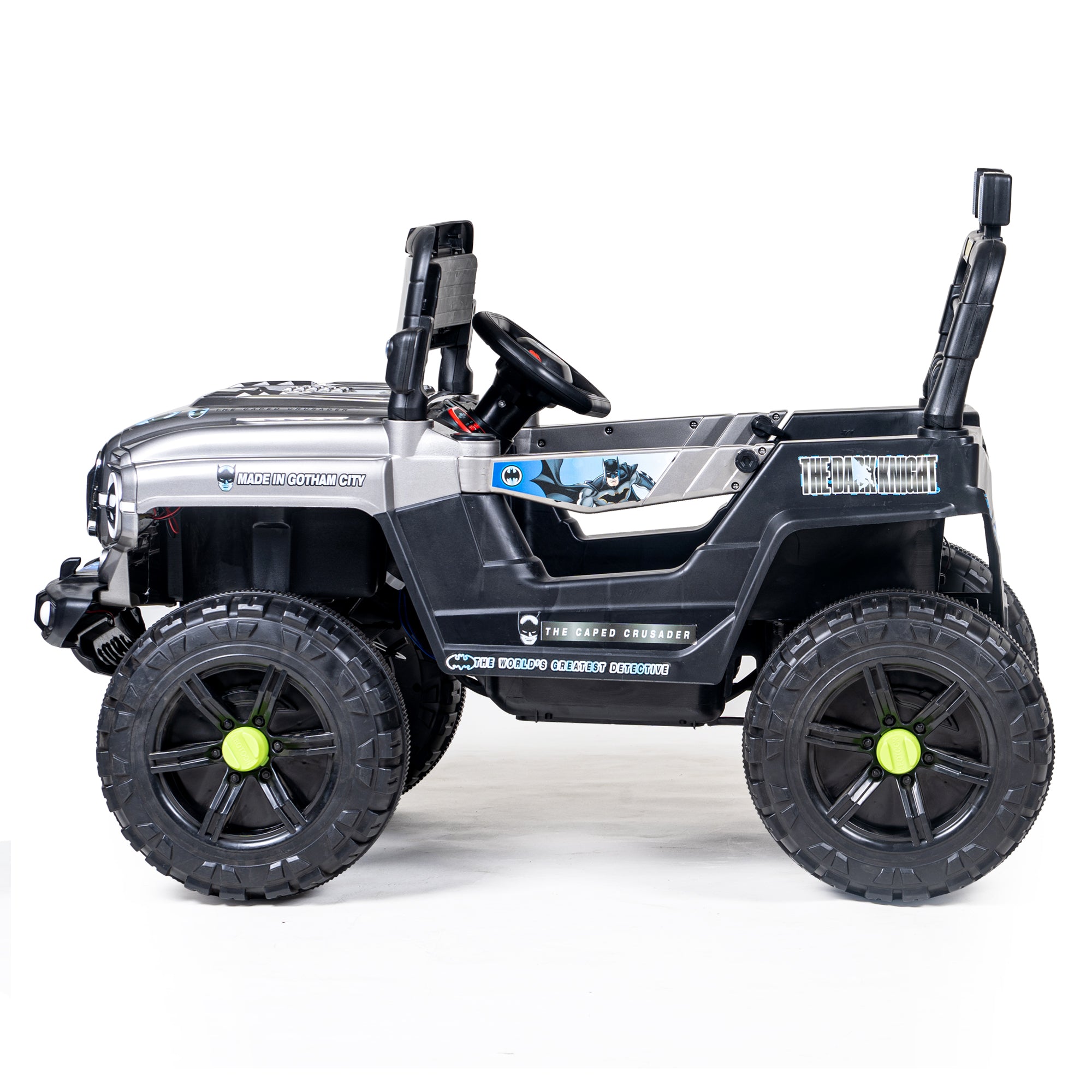 Leotoon Licensed Batman SUV | 2B 6V/5AH | 2M 12V/15000 RPM | 2.4 GHz Remote | USB/MP3 | LED Windshield | Rocking Function | Dual Tone Lights | Bluetooth | BIS Certified | (Metallic Grey) (3-8 Years)