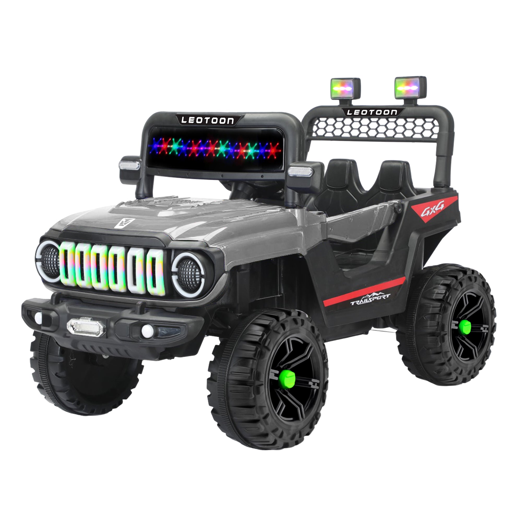 Leotoon Zoomy McZoom SUV | 2B 6V/5AH | 2M 12V/15000 RPM | 2.4 GHz Remote | USB/MP3 | LED Windshield | Rocking Function | Dual Tone Lights | Bluetooth | BIS Certified | (Metallic Grey) (3-8 Years)